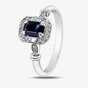 9ct White Gold Sapphire 0.08ct Diamond Ring 4376WG-10SAP O