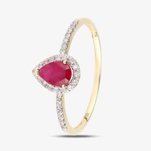 18 ct Ruby Diamond Pear & Cluster Ring DR1606Y18RU N