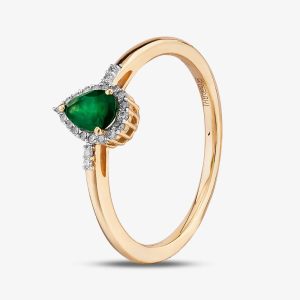 9ct Yellow Gold Pear-cut Emerald and Diamond Cluster Ring VR0S604/9KY EM O