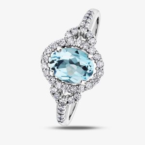 9ct White Gold Topaz 0.26ct Diamond Ring L54244 P