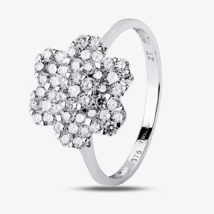 9ct White Gold Diamond Flower Cluster Ring BLPJR0217-D P