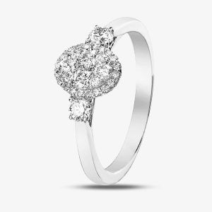 White Gold Oval 0.5ct Diamond Shoulder Cluster Ring 31139YW/50-9 P