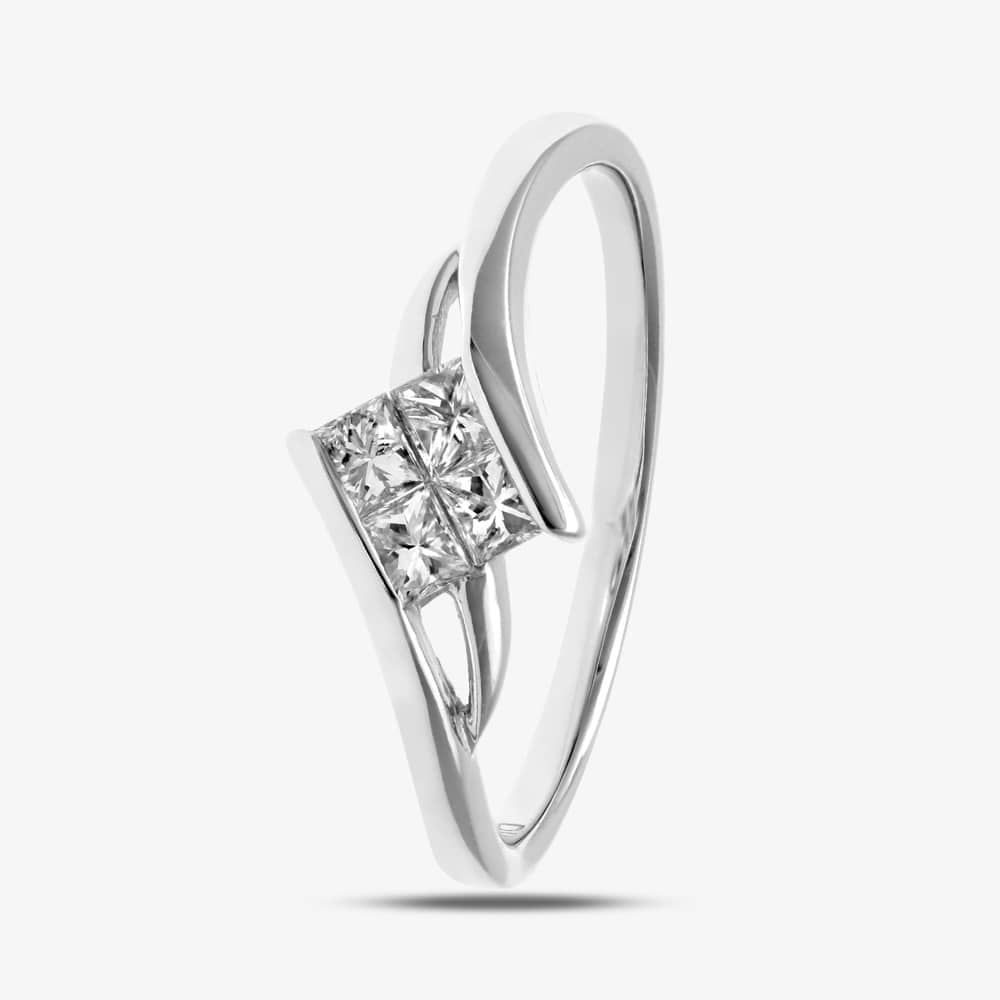 18ct White Gold 0.25ct Princess Cut Four Stone Diamond Ring PR09166 18KW M