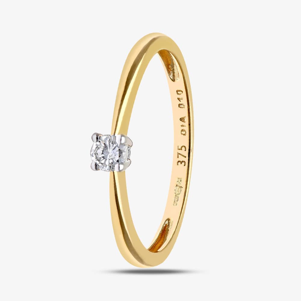 9ct Yellow Gold 0.10ct Solitaire Diamond Ring PR04304Y9DD K