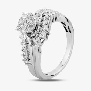 9ct White Gold 1.00ct Diamond Twist Fancy Cluster Ring THR19651-100 P