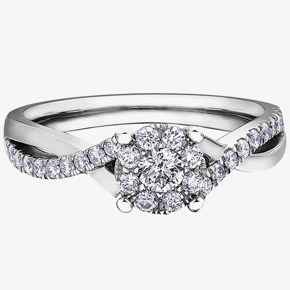 9ct White Gold 0.52ct Diamond Twist Cluster Ring LB3967WG/52-10 N
