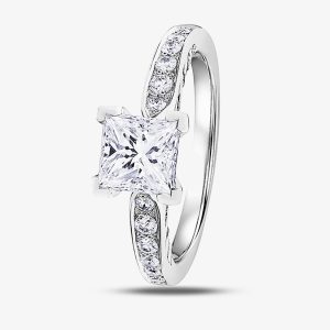 Platinum 0.43ct Princess Cut Diamond Solitaire Ring 3569/43-P