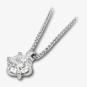 18ct White Gold 0.33ct Round Brilliant 6 Claw Diamond Pendant PD244(4.5)- H/SI2/0.33ct