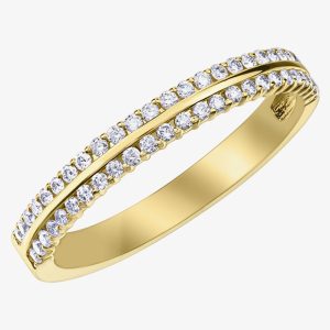 9ct Yellow Gold 0.50ct Diamond Two Row Half Eternity Ring 50L92/50-10 Q