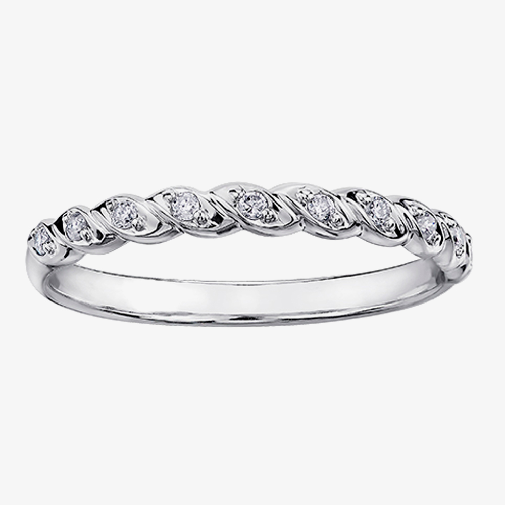9ct White Gold 0.08ct Diamond Rope Half Eternity Ring CH565WG-10 K