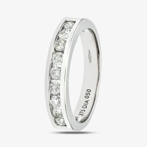 9ct White Gold 0.50ct Diamond Channel Set Half Eternity Ring PR03701W M