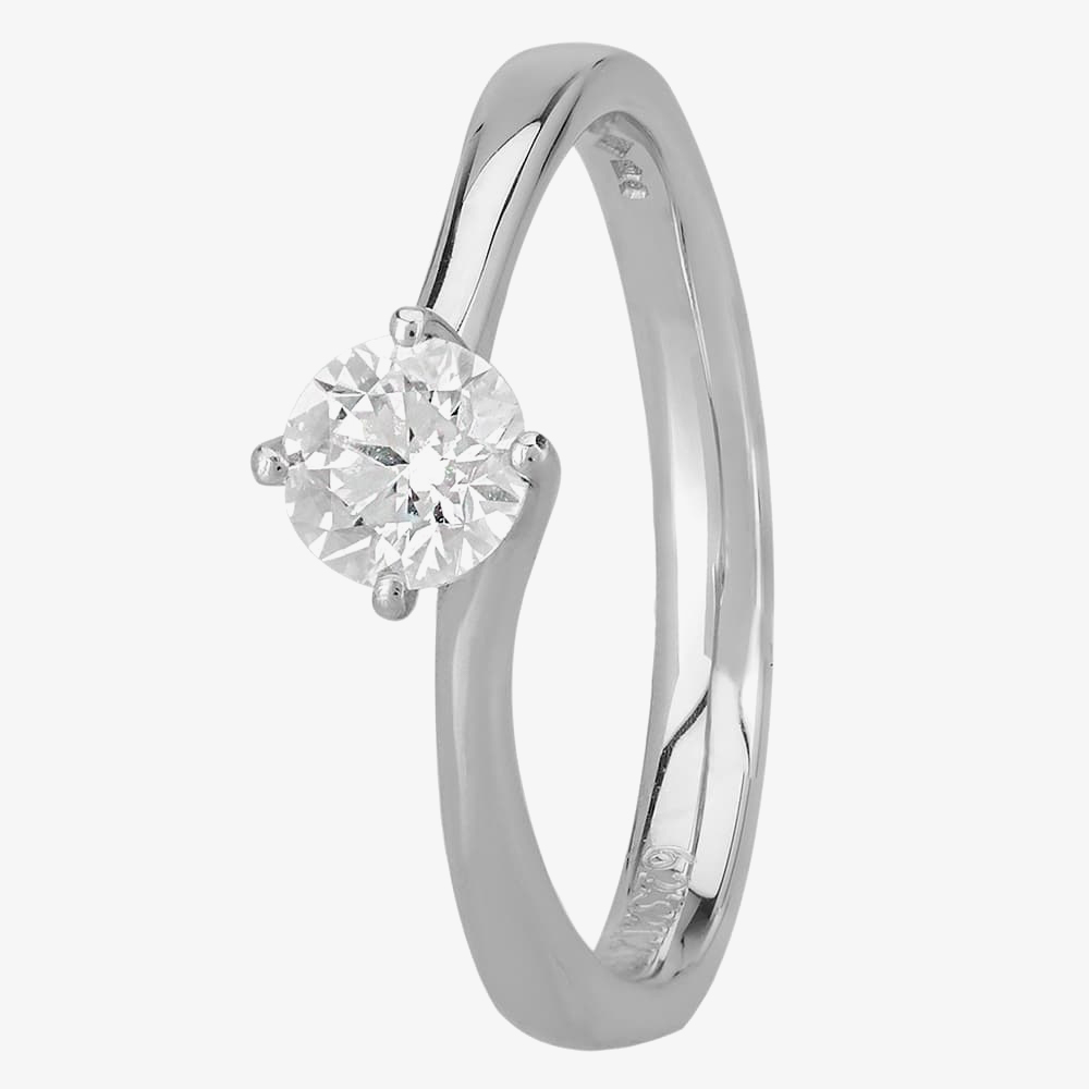 Signature Collection Platinum GIA Certificated Four Claw Diamond Twist Solitaire Ring RI-137(.50CT PLUS)-F/VS2/0.50ct