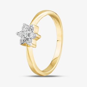 9ct Yellow Gold Clear Crystal Flower Cluster Ring DIV057-L