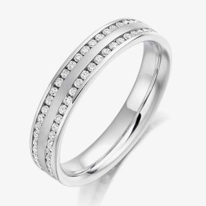 Platinum 0.55ct Double Row Diamond Court Ring FET992 J