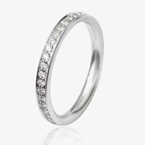 Platinum 2.5mm Full Grain Set Diamond Court Wedding Ring WG11/2.5R125PlaT HSI-L
