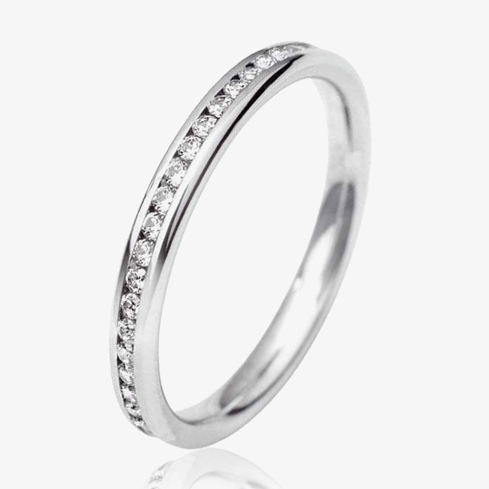 18ct White Gold 2.5mm Full Channel Set Diamond Wedding Ring WG5/2.5R125 18W HSI -K