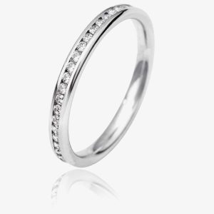 9ct White Gold 2.5mm Full Channel Set Diamond Court Wedding Ring WG5/2.5R125 9W HSI-L