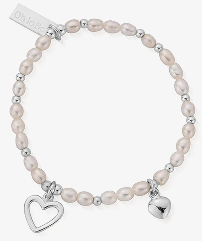 ChloBo Confetti Falls Forever Love Silver and Freshwater Pearl 18cm Bracelet SBFOREVER18