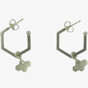 Sterling Silver Cubic Zirconia Hexagonal Tiny Bee Hoop Earrings BEH-SL-CZ