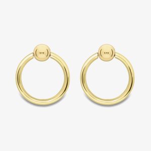 9ct Yellow Gold Ball & Hoop Stud Dropper Earrings ER432