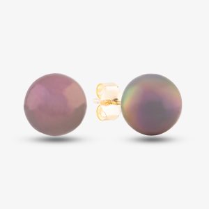 9ct Yellow Gold Black Akoya Pearl Stud Earrings EOZ107PL/B