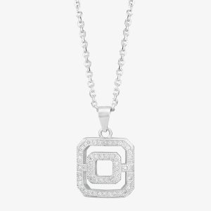 Silver Pavé Open Square Pendant P612150
