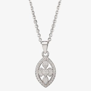 Silver Pavé Open Marquise Pendant P614075