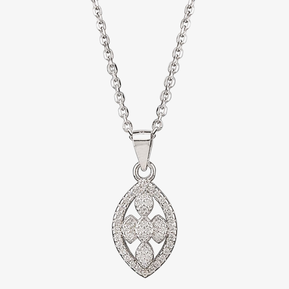 Silver Pavé Open Marquise Pendant P614075