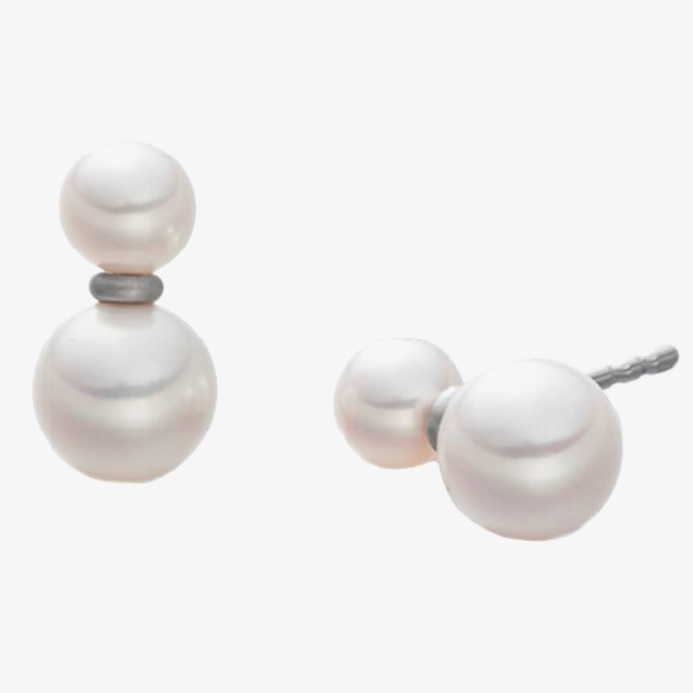 Eva Strepp Silver Double Pearl Drop Earrings PSOS