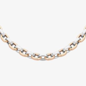 Sterling Silver Rose Gold Plated Two Colour 18 Inch Heavy Oval Link Chain NTN159-S/R