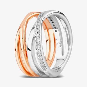 Rosa Lea Pave Cross-Over Double Ring BJ-R2686CRG 56