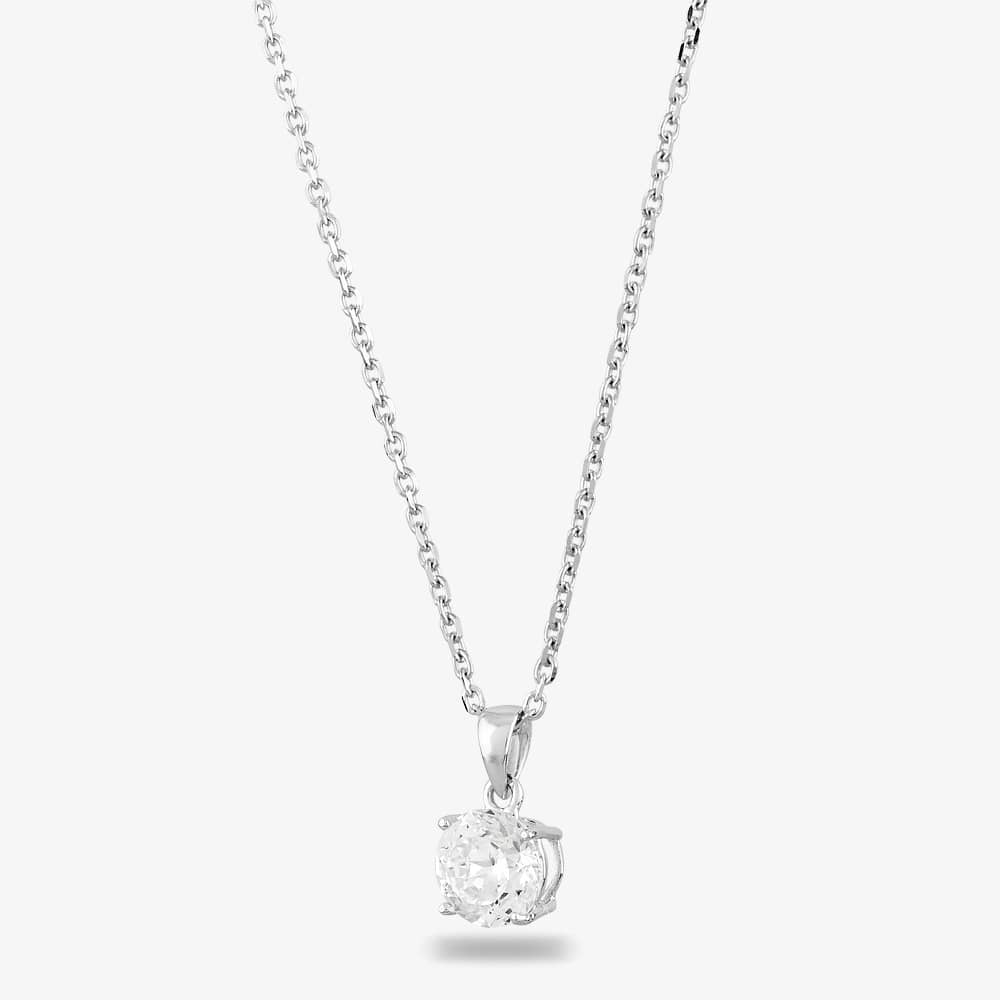 Starbright Silver 8mm Four Claw Cubic Zirconia Pendant E2768P-8M 3A