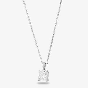Starbright Silver 8mm Four Claw Square-cut cubic Zirconia Pendant E304P-8x8M 3A