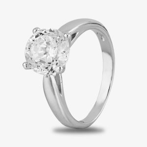 Starbright Silver 8mm Four Claw Round Cubic Zirconia Ring R6025(8M) 3A(55)