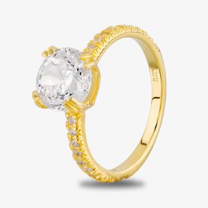 Starbright Gold Cushion-Cut Cubic Zirconia Shouldered Ring R6219 3A GP 54