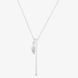 Isabella Verona Silver Bar and Leaf Pendant NES-968-1