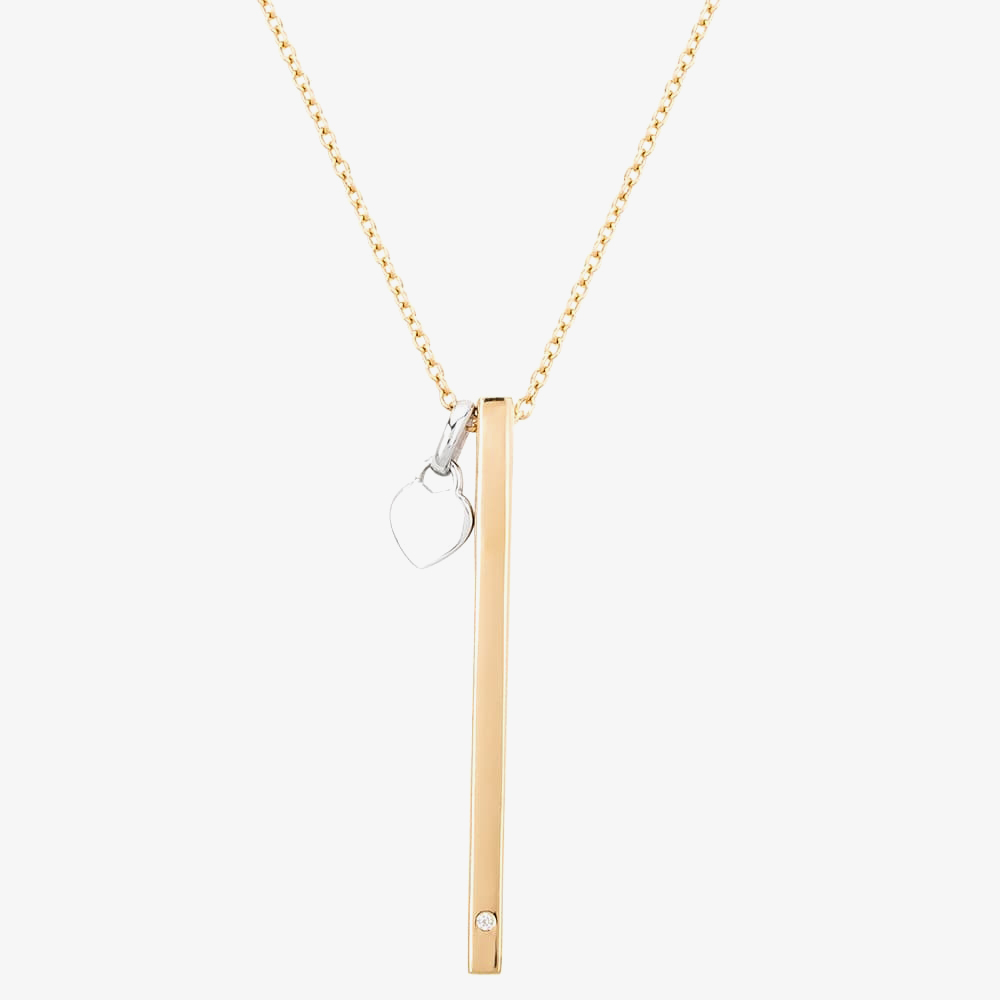 Isabella Verona Gold tone Bar and Heart Pendant NES-972-1
