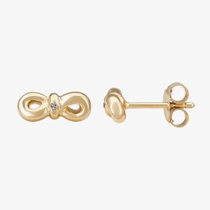 Silver Sparkle Gold Infinity Bow Stud Earrings DE346CAA0.5(T)