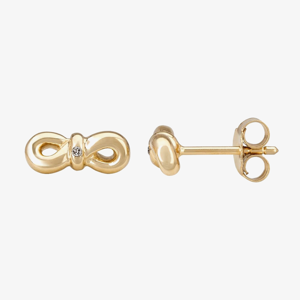 Silver Sparkle Gold Infinity Bow Stud Earrings DE346CAA0.5(T)
