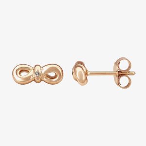 Silver Sparkle Rose Infinity Bow Stud Earrings DE346CRRG0.5(T)