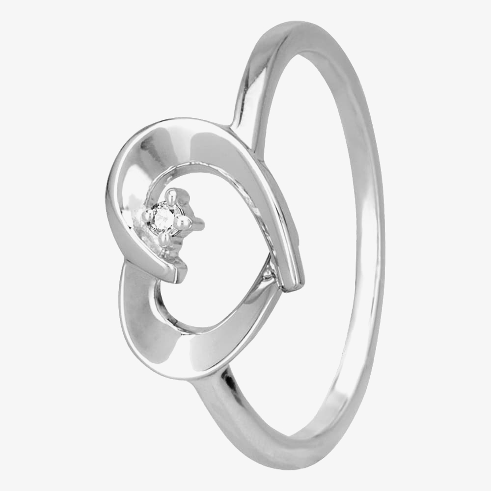 Silver Sparkle Silver Framed Heart Ring R3171C(T) 58