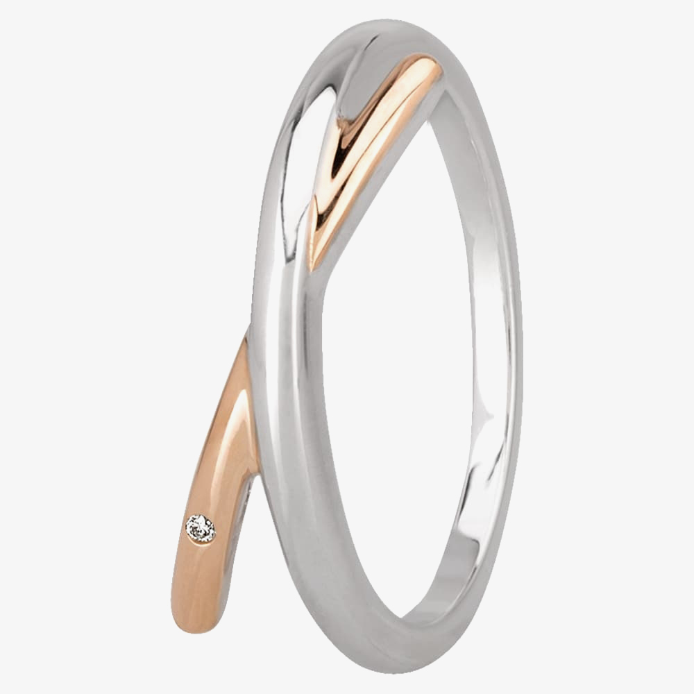 Silver Sparkle Two-Tone Fingers Crossed Ring R3263CRG2M(T) 56