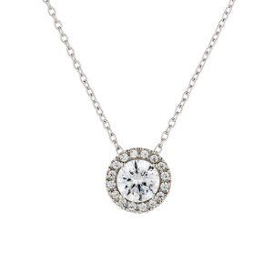 9ct White Gold Good Lower Cubic Zirconia Halo Pendant