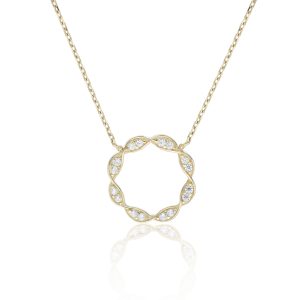 9ct Yellow Gold Cubic Zirconia Twist Circle Necklace