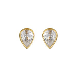 9ct Yellow Gold Pear Minimize Cubic Zirconia Stud Earrings