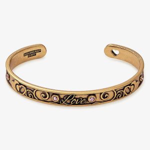 ALEX AND ANI Love- Gold Finish Pink Crystal Cuff A17CF01RG