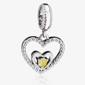 Rosa Lea November Birthstone Heart Dangle Charm AM-2THB004204-Yellow