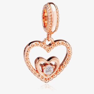 Rosa Lea April Birthstone Heart Dangle Charm AM-2THB004206-White