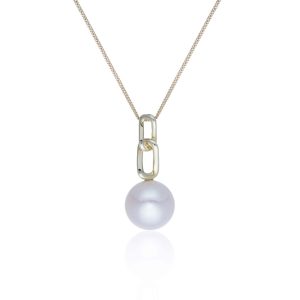 9ct Yellow Gold Freshwater Bouton Hyperlink Drop Pendant