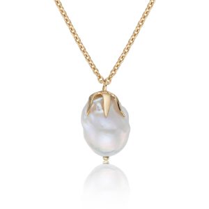 14ct Yellow Plated Silver Pearl Claw Pendant